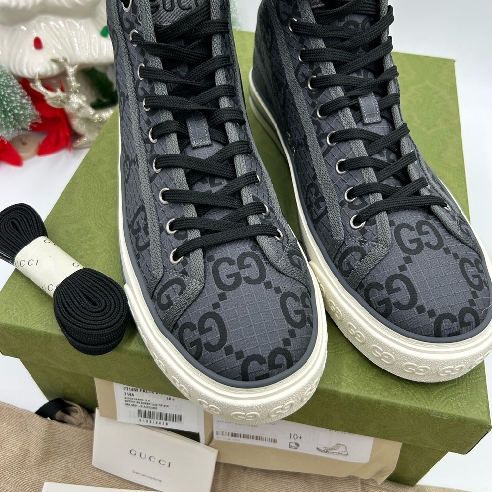 Gucci Men's 1977 tennis High-Top Sneakers size 10.5 made in Italy - Picture 2 of 9
